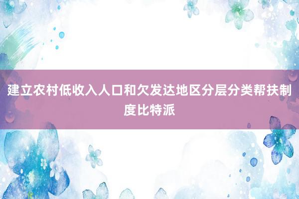 建立农村低收入人口和欠发达地区分层分类帮扶制度比特派