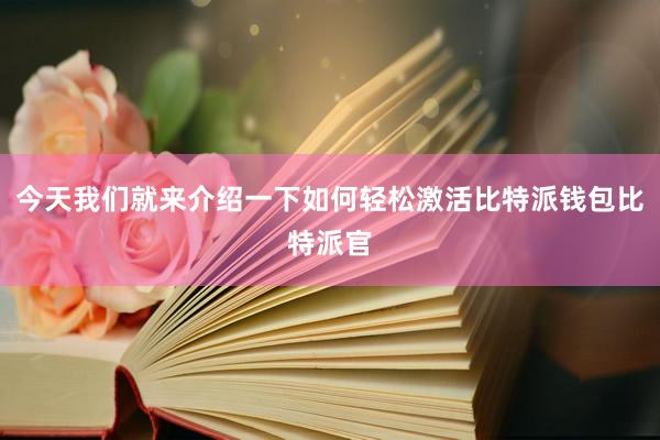 今天我们就来介绍一下如何轻松激活比特派钱包比特派官