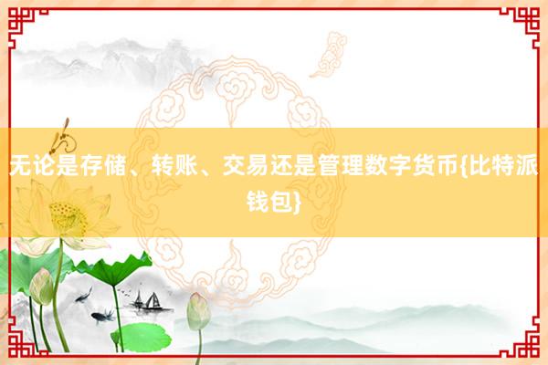 无论是存储、转账、交易还是管理数字货币{比特派钱包}