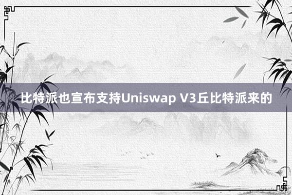 比特派也宣布支持Uniswap V3丘比特派来的